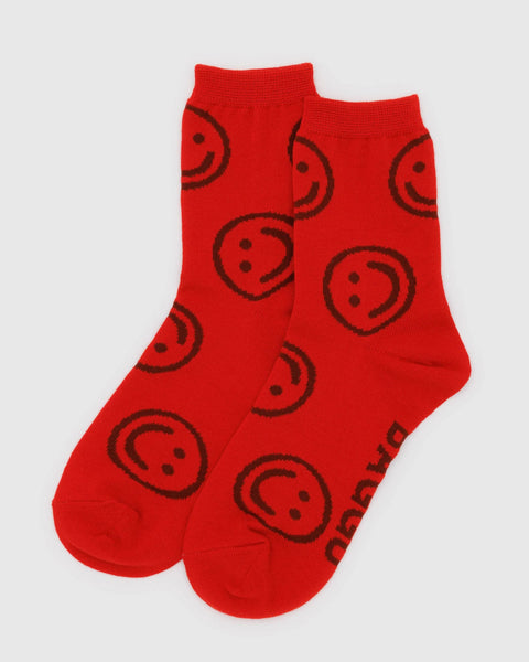 Baggu | Crew  Socks | RED HAPPY