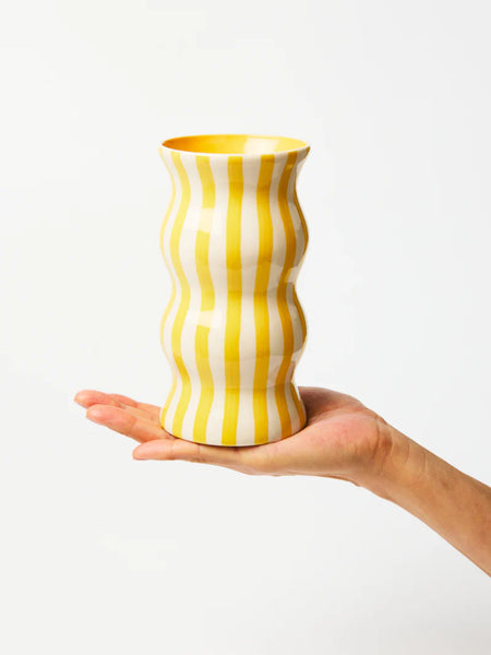 PALMA YELLOW STRIPE VASE | Jones & Co