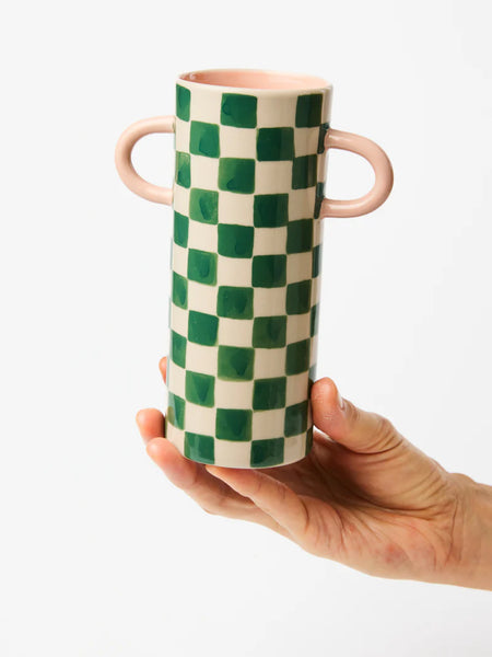 GRIFFE GREEN CHECK BUD VASE | Jones & Co