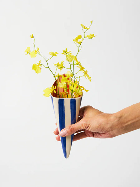 FOLLY WALL VASE BLUE STRIPE | Jones & Co