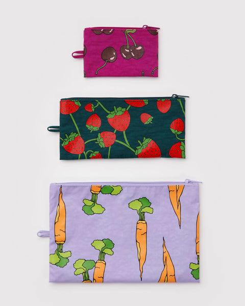Baggu | Flat Pouch Set | Carrots and Berries