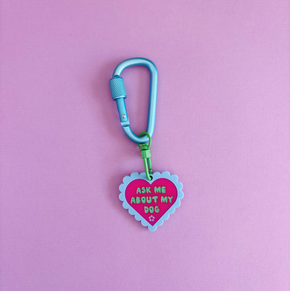 Ask Me About My Dog Carabiner Keyring | Studio Flos