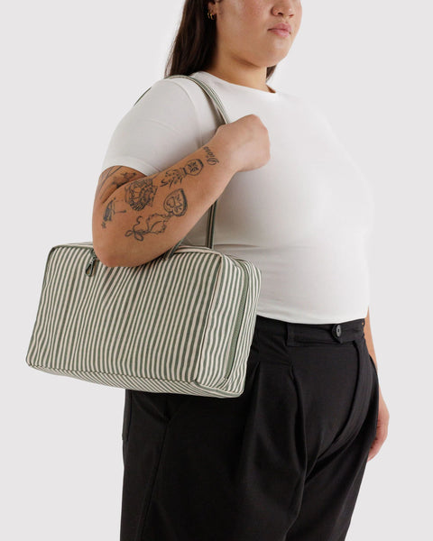 Baggu | Medium Nylon Bowler Bag | Sage Stripe