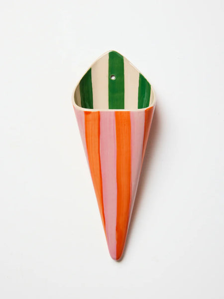 FOLLY WALL VASE PINK STRIPE | Jones & Co