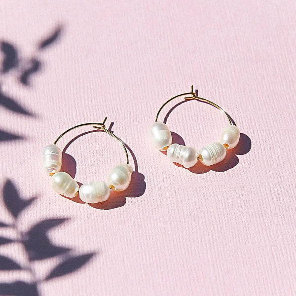 Small Gold Freshwater Hoops | Kingston Jewellery