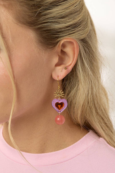 Sacred Heart Earrings - Violet / Orange | Martha Jean