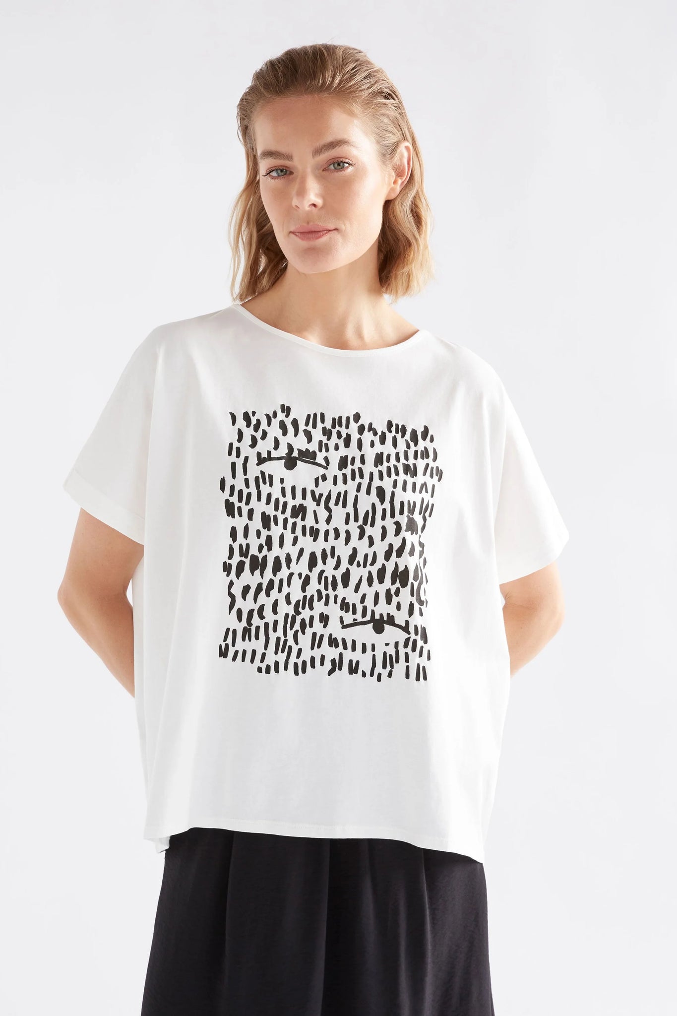 Bruk Tee | Elk The Label | Black Tropea Print