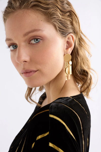 Lumii Velvet Dress - Black/Gold Stripe | Elk The Label