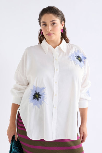Eiren Relaxed Shirt - White/Lilac Blue | Elk The Label