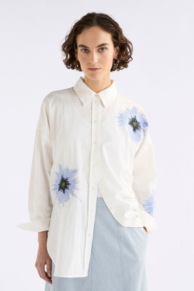 Eiren Relaxed Shirt - White/Lilac Blue | Elk The Label