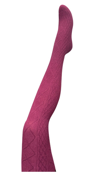 Aran Cashmere Blend Tights - Claret | Tightology