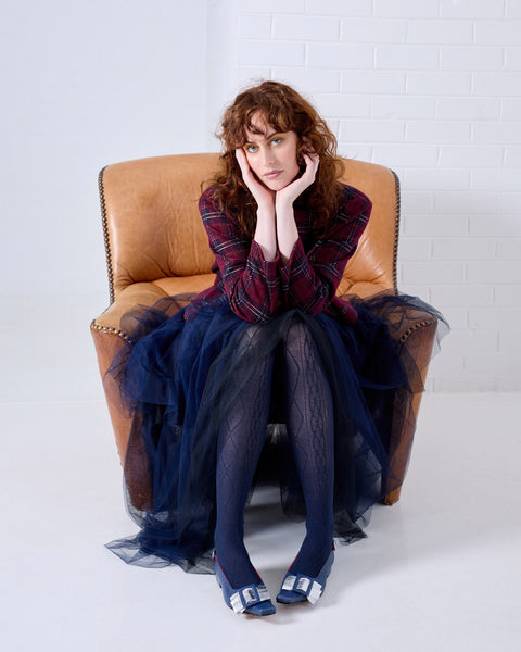 Aran Cashmere Blend Tights - Navy | Tightology