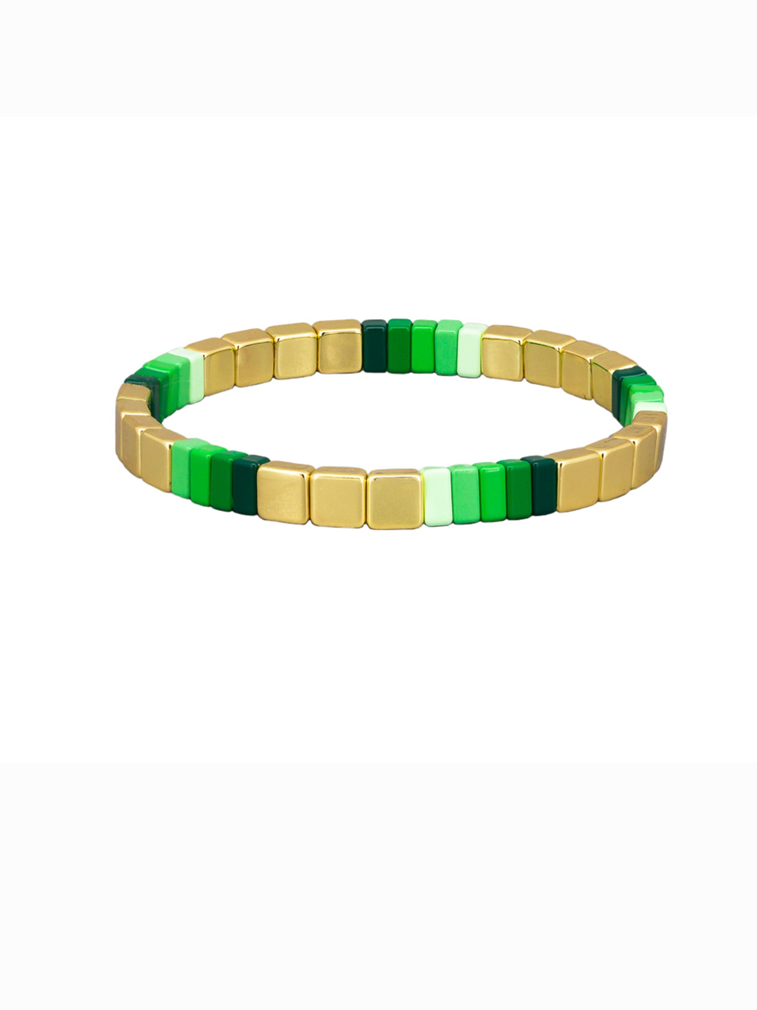 GREENS & GOLD SQUARE TILE Bracelet Tiger Tree Run to the River