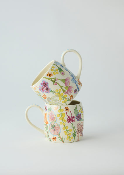 Buttermilk Mugs australian bush blooms | Angus & Celeste