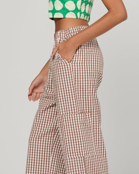 Evelina Pant - Cocoa Gingham | Boom Shankar