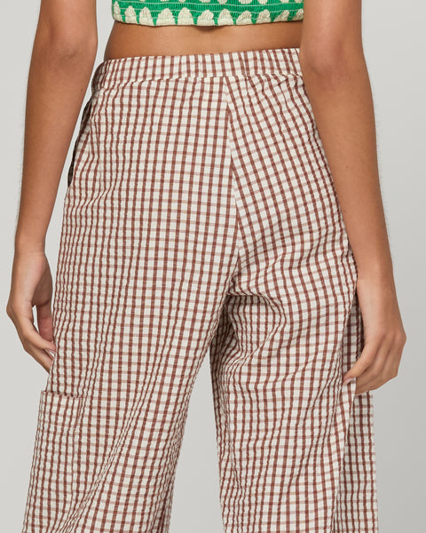 Evelina Pant - Cocoa Gingham | Boom Shankar