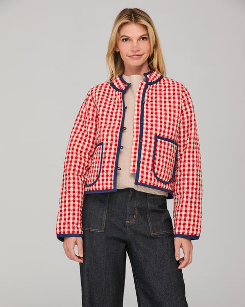 Mizuki Jacket - Red Seersucker | Boom Shankar