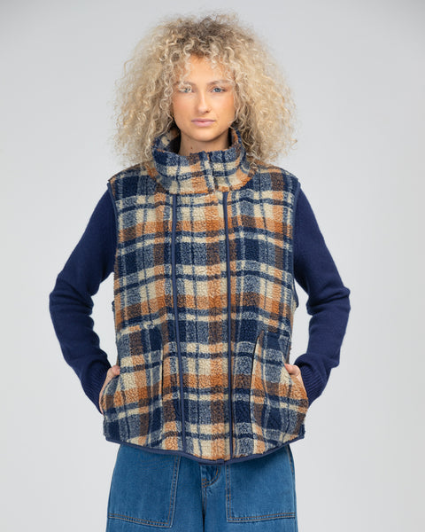 Alba Vest | Boom Shankar | Navy/Brown