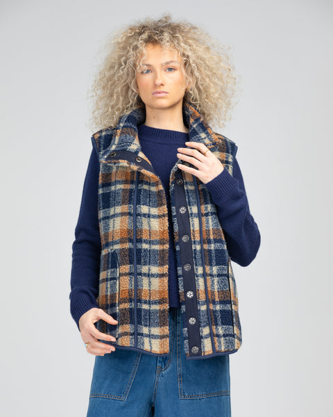 Alba Vest | Boom Shankar | Navy/Brown