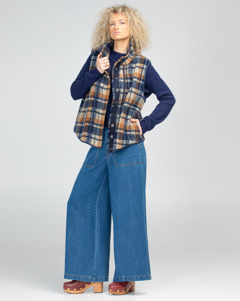 Alba Vest | Boom Shankar | Navy/Brown