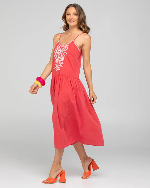 Ahana Dress - Washed Red | Boom Shankar