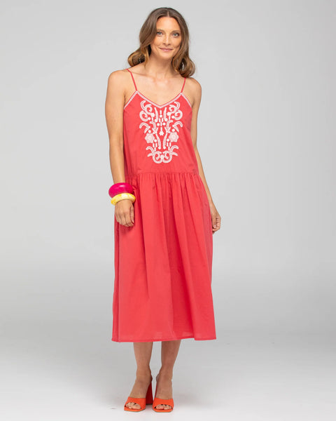 Ahana Dress - Washed Red | Boom Shankar