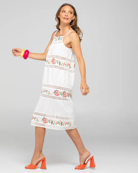 Bonita Dress - White Multi | Boom Shankar