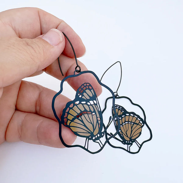 Butterfly earrings in Monarch | Denzandco