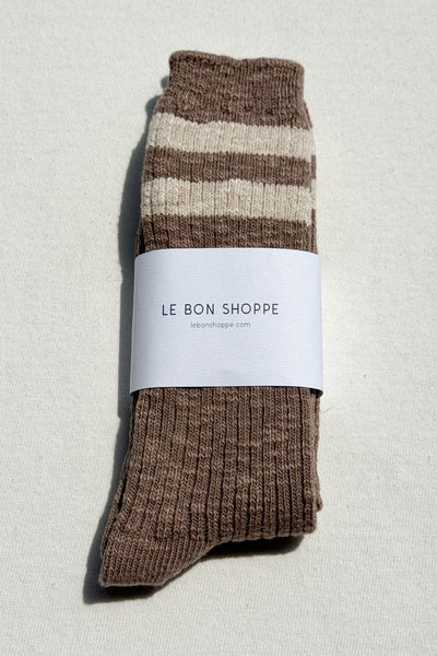 Cottage Varsity Socks - Flax Varsity | Le Bon Shoppe