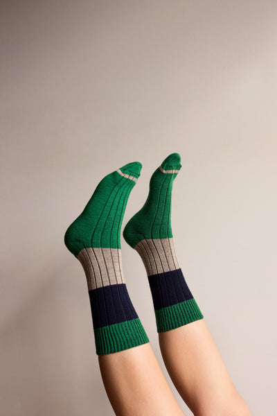 Chunky Rib Merino Wool Socks – Lark Green | Tightology