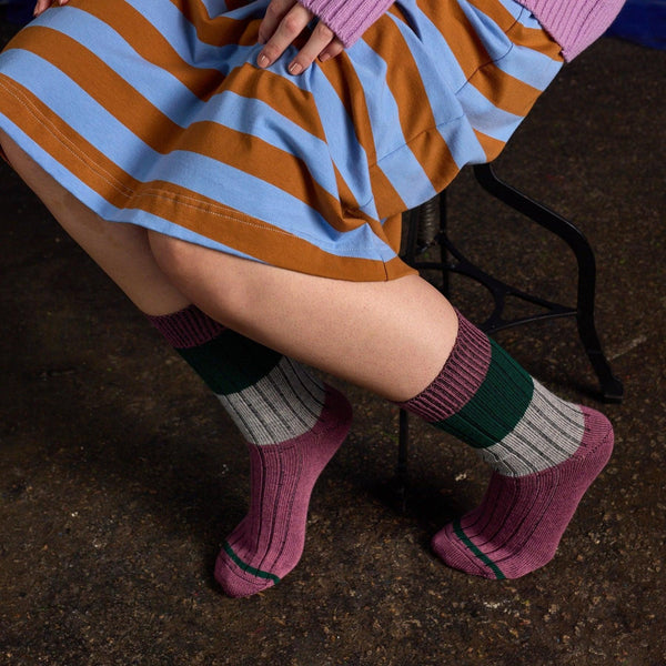 Chunky Rib Merino Wool Socks – Mauve | Tightology