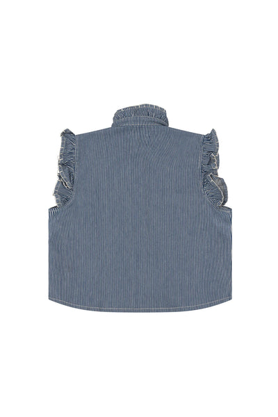 Pablo Waistcoat - Wide Stripe Denim | Seventy + Mochi