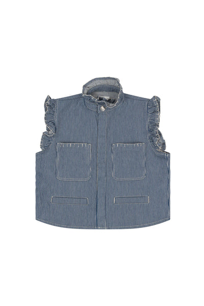 Pablo Waistcoat - Wide Stripe Denim | Seventy + Mochi