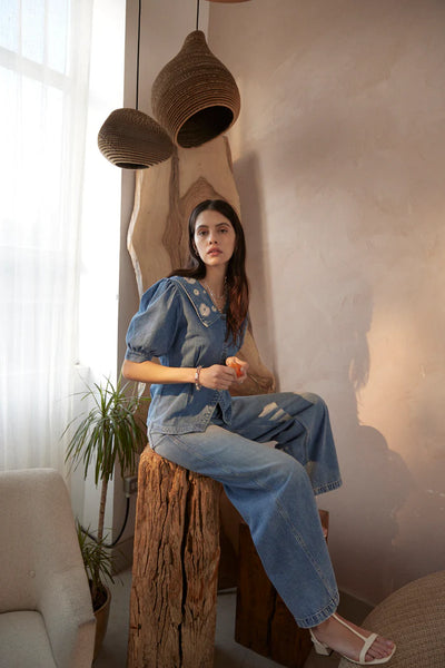 Cassie Top  - MALIBU EMB  | Seventy + Mochi