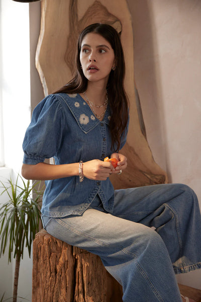 Cassie Top  - MALIBU EMB  | Seventy + Mochi