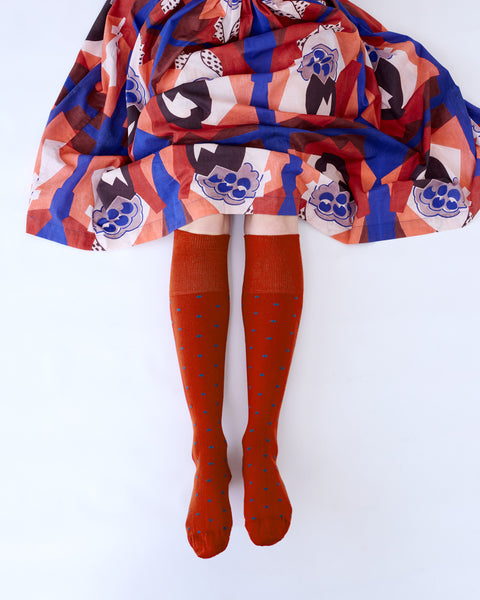 Dotty Long Cotton Socks – Paprika | Tightology