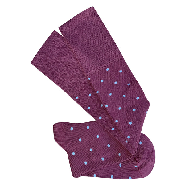 Dotty Long Cotton Socks – Burgundy | Tightology