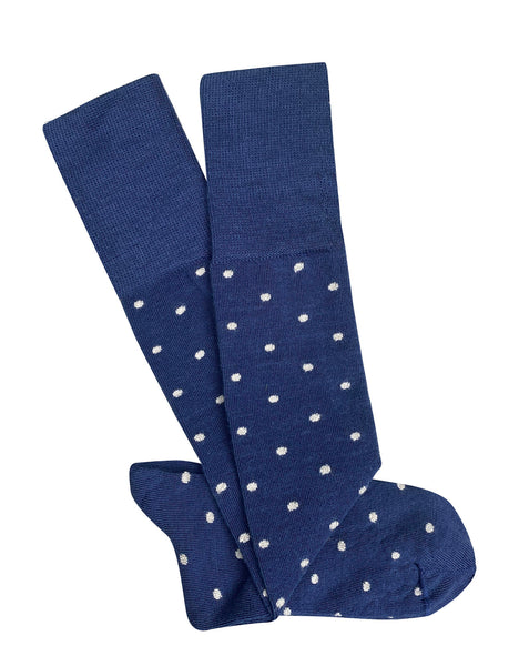 Dotty Long Merino Wool Socks | Tightology | NAVY