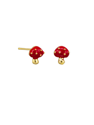 Gold and Red Mushroom Studs | Tiger Tree