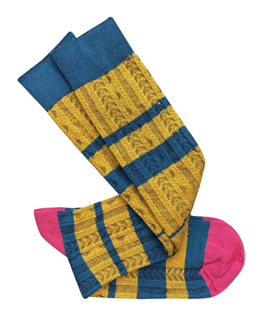 Long Ensemble Mustard Stripe Socks | Tightology