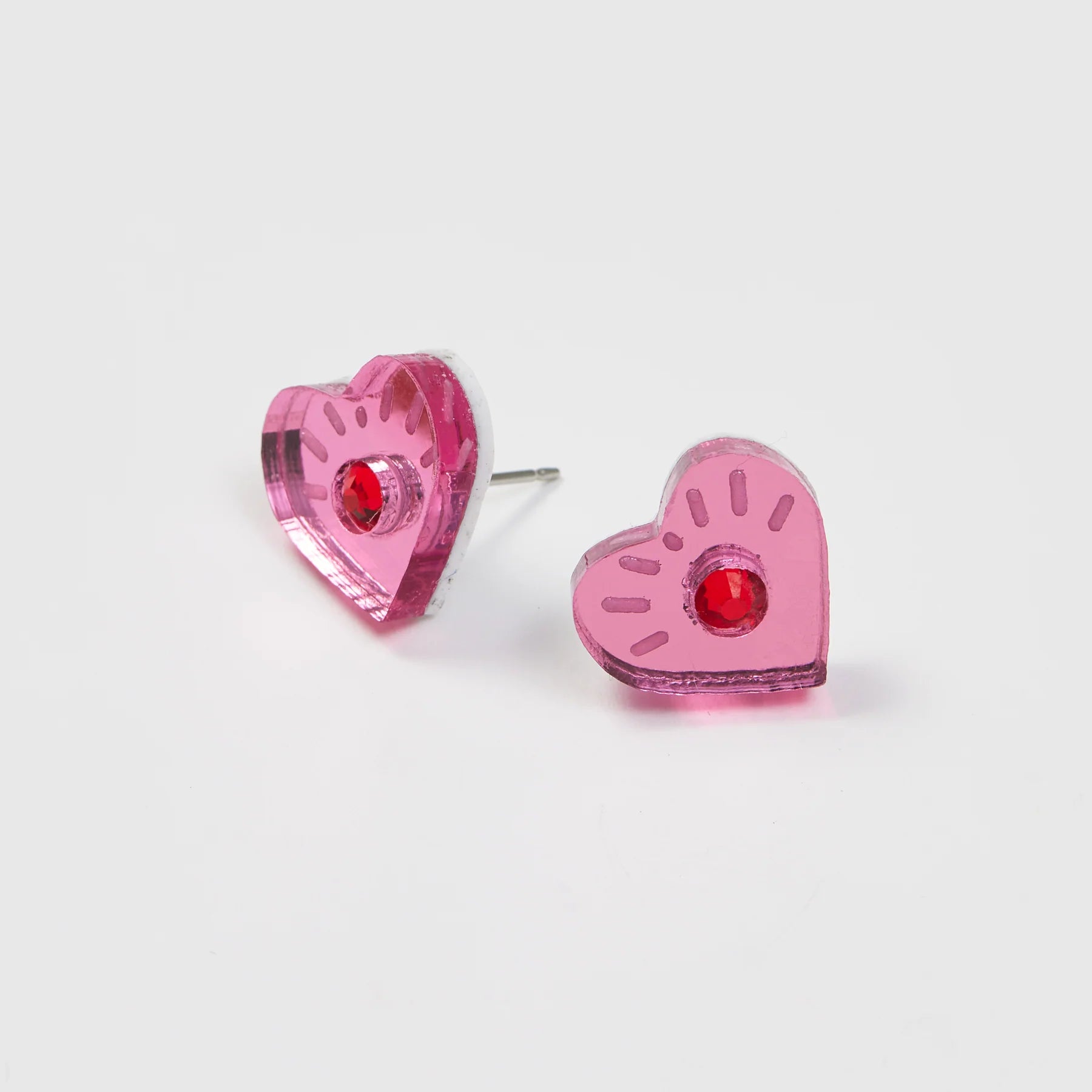 EYE HEART STUDS - PINK/RED | Martha Jean