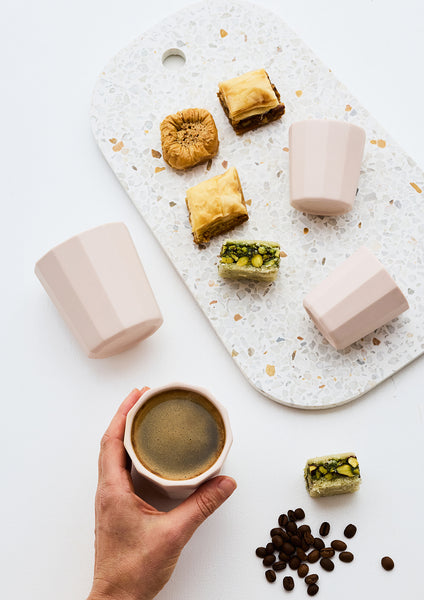 Facet Cups Two Set rose, latte | Angus & Celeste