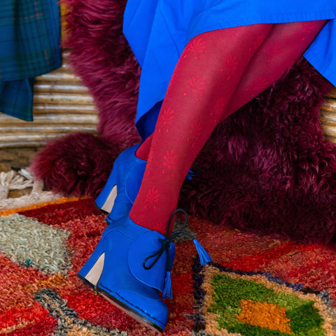 Fleur Organic Cotton Tights - Red | Tightology