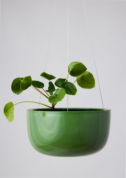 Glazed Earth Hanging Planter forest green, large | Angus and Celeste