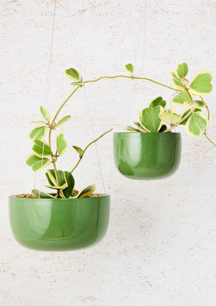 Glazed Earth Hanging Planter forest green, large | Angus and Celeste
