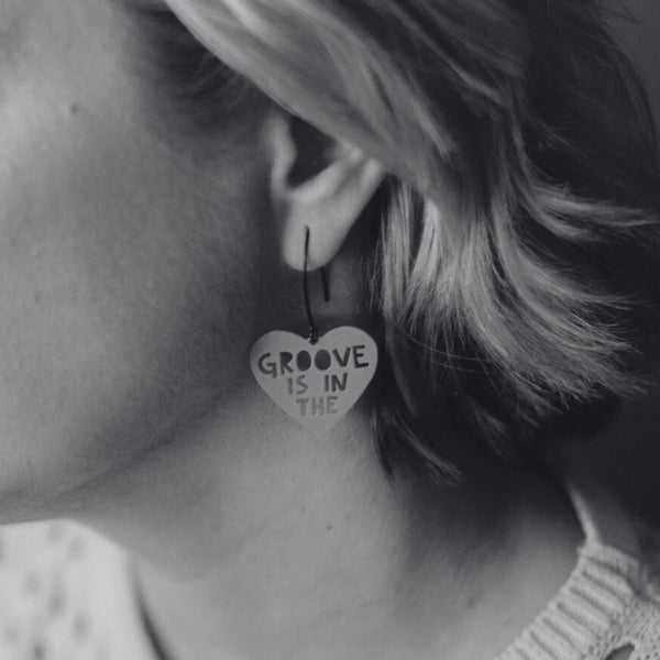 Mini Groove is in the Heart earrings in Purple | Denzandco