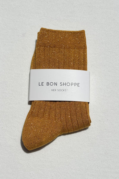 Her Socks - Modal Lurex Mustard Glitter | Le Bon Shoppe