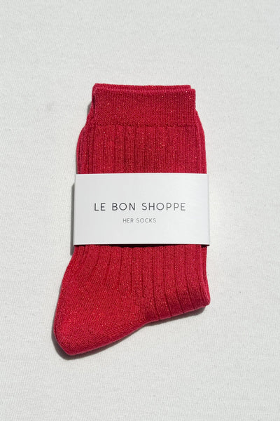Her Socks - Modal Lurex Ruby Glitter | Le Bon Shoppe