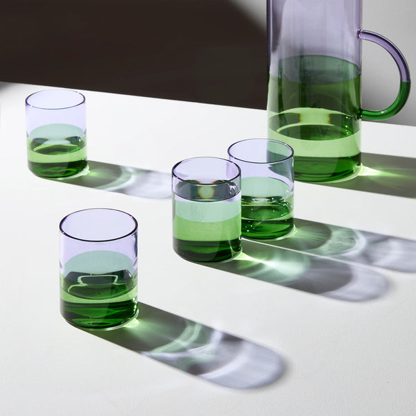 Two Tone Glasses Set | Lilac + Green | Fazeek