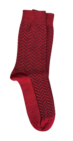 ‘Herringbone Red’ Merino Wool Socks | Tightology